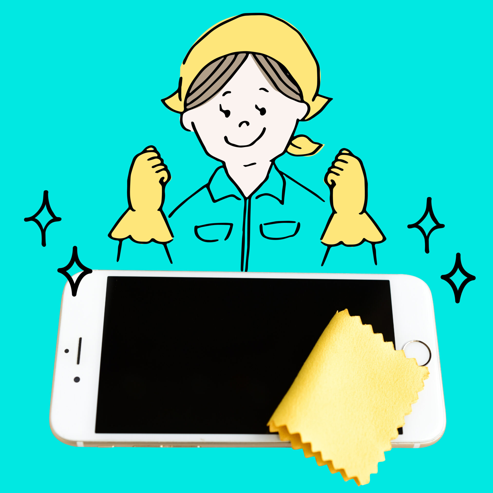 iPhoneをお手入れする女性